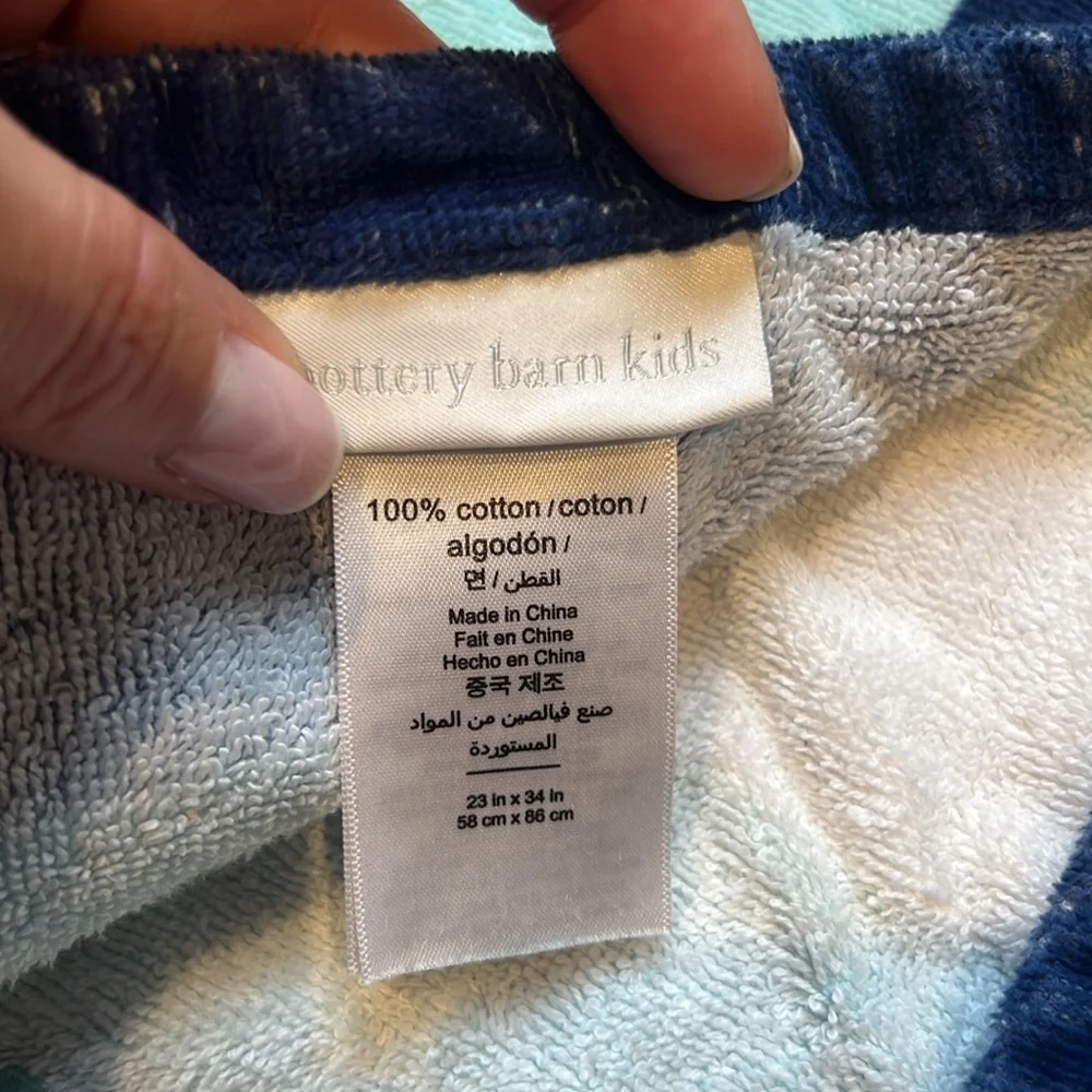 Pottery barn kids baby whale striped hooded towel “Patrick”